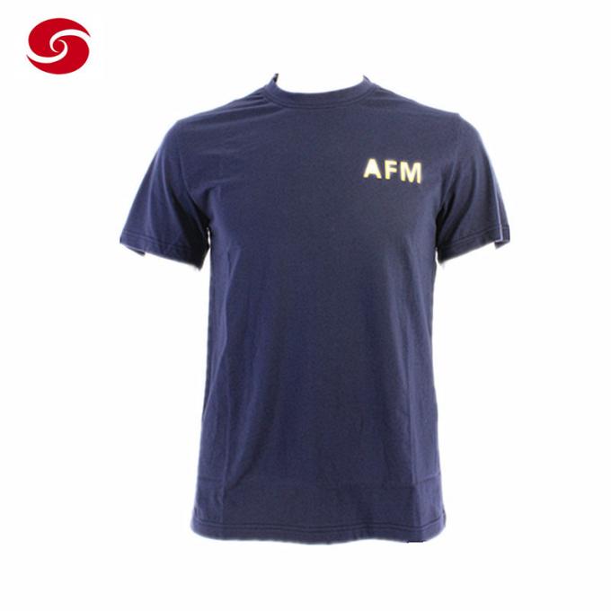 Camisa azul militar do treinamento T do O-pescoço do Afm para o homem