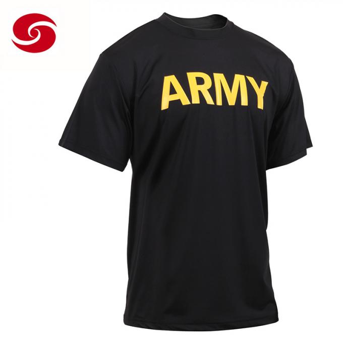 Military Black Cotton T Shirt Custom Army Training