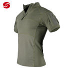 Stand Collar Military POLO T Shirt  Zipper Closer Pockets