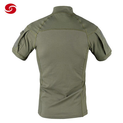 Stand Collar Military POLO T Shirt  Zipper Closer Pockets